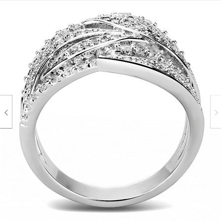 Jewellery Kingdom Ladies Cz Dome Band Rhodium Handmade Sparkling Comfort Clear Ring (Silver) - Jewelry Rings - British D'sire