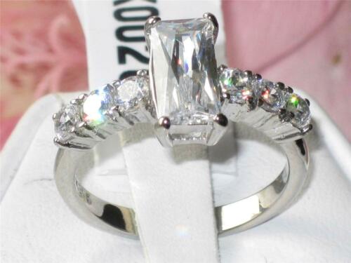 Jewellery Kingdom Ladies Cz Emerald Clear Stainless Steel 3.75ct Clear Sparkling Elegant Ring - Jewelry Rings - British D'sire