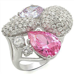 Jewellery Kingdom Ladies Cz Pink And Lavender Sapphire Pear Cut Pave Silver Cocktail Ring - Jewelry Rings - British D'sire