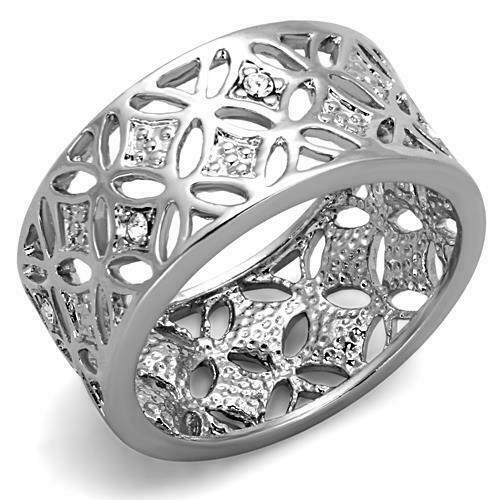 Jewellery Kingdom Ladies cz ring 10mm band full eternity silver rhodium handmade pretty - Jewelry Rings - British D'sire