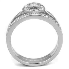 Jewellery Kingdom Ladies Cz Ring Bezel Silver Illusion Pave Stainless Steel Unique Flat - Jewelry Rings - British D'sire