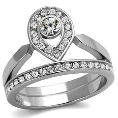 Jewellery Kingdom Ladies Cz Ring Bezel Silver Illusion Pave Stainless Steel Unique Flat - Jewelry Rings - British D'sire