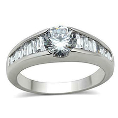 Jewellery Kingdom Ladies Cz Ring Emerald Cut Solitaire Accents Silver Rhodium Engagement - Jewelry Rings - British D'sire