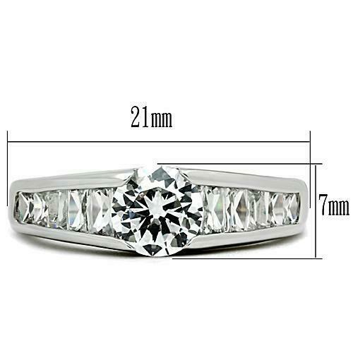 Jewellery Kingdom Ladies Cz Ring Emerald Cut Solitaire Accents Silver Rhodium Engagement - Jewelry Rings - British D'sire