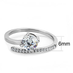 Jewellery Kingdom Ladies Cz Solitaire 2 Carat Stainless Steel Silver Pave Sparkling Ring - Jewelry Rings - British D'sire