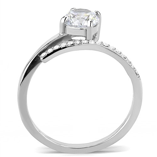 Jewellery Kingdom Ladies Cz Solitaire 2 Carat Stainless Steel Silver Pave Sparkling Ring - Jewelry Rings - British D'sire