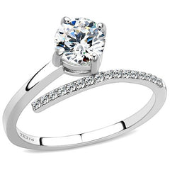 Jewellery Kingdom Ladies Cz Solitaire 2 Carat Stainless Steel Silver Pave Sparkling Ring - Jewelry Rings - British D'sire