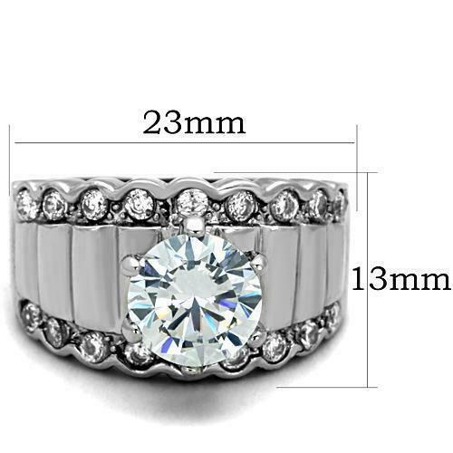 Jewellery Kingdom Ladies Cz Solitaire Accents 8.5mm Stainless Steel Silver Ring - Jewelry Rings - British D'sire