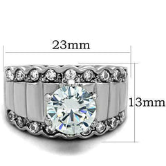 Jewellery Kingdom Ladies Cz Solitaire Accents 8.5mm Stainless Steel Silver Ring - Jewelry Rings - British D'sire