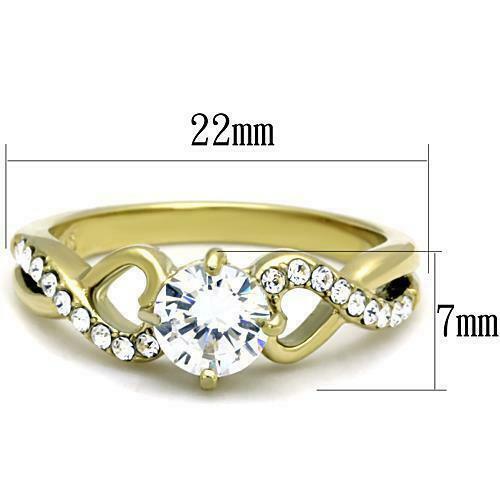 Jewellery Kingdom Ladies Cz Stainless Steel 1.30ct Dress Engagement Pretty Gold Ring - Jewelry Rings - British D'sire