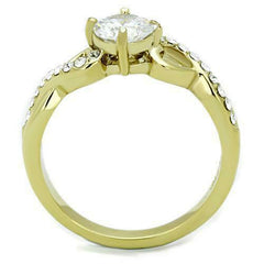 Jewellery Kingdom Ladies Cz Stainless Steel 1.30ct Dress Engagement Pretty Gold Ring - Jewelry Rings - British D'sire