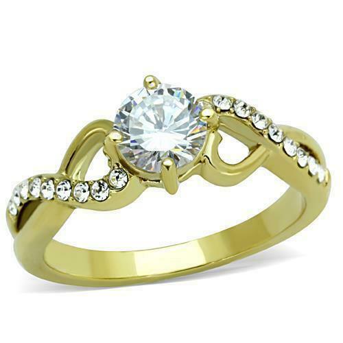 Jewellery Kingdom Ladies Cz Stainless Steel 1.30ct Dress Engagement Pretty Gold Ring - Jewelry Rings - British D'sire