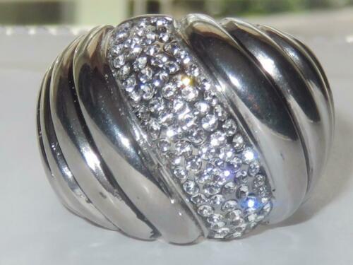 Jewellery Kingdom Ladies Cz Stainless Steel Silver Sparkling Dome Ring - Jewelry Rings - British D'sire