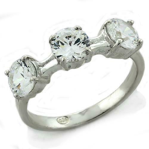 Jewellery Kingdom Ladies Cz Three Stone Solitaires 4 Carat Sterling Silver Sparkling Ring - Jewelry Rings - British D'sire