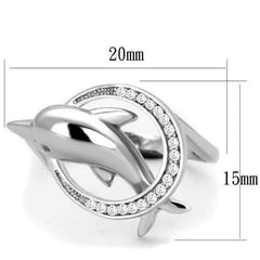 Jewellery Kingdom Ladies Dolphin Sterling Silver Circle Cubic Zirconia Stamped Ring - Jewelry Rings - British D'sire