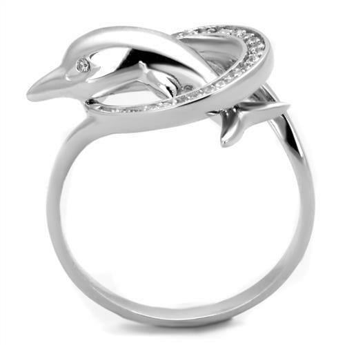 Jewellery Kingdom Ladies Dolphin Sterling Silver Circle Cubic Zirconia Stamped Ring - Jewelry Rings - British D'sire