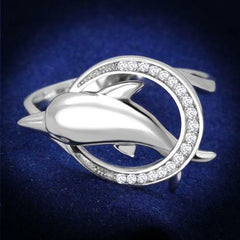 Jewellery Kingdom Ladies Dolphin Sterling Silver Circle Cubic Zirconia Stamped Ring - Jewelry Rings - British D'sire