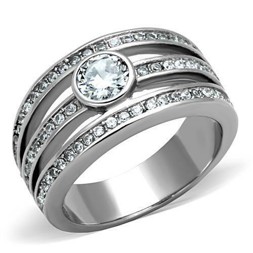 Jewellery Kingdom Ladies Dome Bezel Stainless Steel Ring (Silver) - Rings - British D'sire