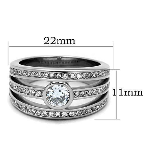 Jewellery Kingdom Ladies Dome Bezel Stainless Steel Ring (Silver) - Rings - British D'sire