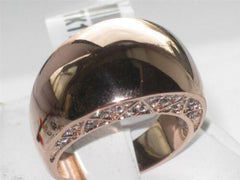 Jewellery Kingdom Ladies Dome Cz Chunky Steel 14kt Comfort Cocktail Unique Ring (Rose Gold) - Jewelry Rings - British D'sire