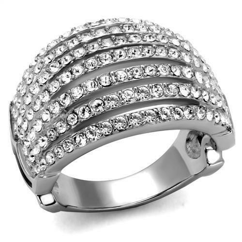 Jewellery Kingdom Ladies Dome Cz Stainless Steel Open No Tarnish Realistic Ring (Silver) - Jewelry Rings - British D'sire