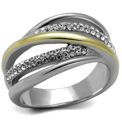 Jewellery Kingdom Ladies Dome Two Tone Band Stainless Steel Ring (Silver) - Rings - British D'sire