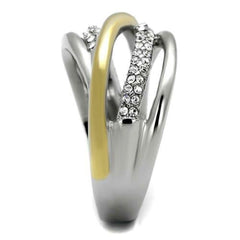 Jewellery Kingdom Ladies Dome Two Tone Band Stainless Steel Ring (Silver) - Rings - British D'sire