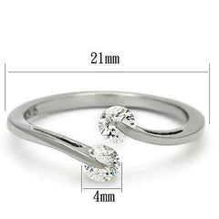 Jewellery Kingdom Ladies Double Solitaire Stainless Steel Cz Stamped Ring (Silver) - Jewelry Rings - British D'sire