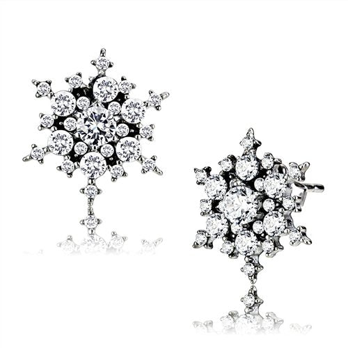 Jewellery Kingdom Ladies Elegant Snowflake Studs Cluster Stainless Steel Earrings (Silver) - Earrings - British D'sire