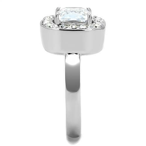 Jewellery Kingdom Ladies Emerald 3ct Cz Stainless Steel Cocktail Clear Sparkling Dress Ring - Jewelry Rings - British D'sire