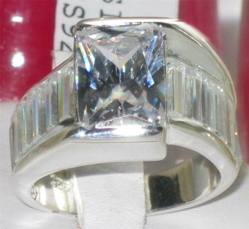 Jewellery Kingdom Ladies Emerald Cut Cz Sterling Silver 925 Stamped Engagement 4 Carat Ring - Jewelry Rings - British D'sire