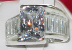 Jewellery Kingdom Ladies Emerald Cut Cz Sterling Silver 925 Stamped Engagement 4 Carat Ring - Jewelry Rings - British D'sire