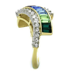 Jewellery Kingdom Ladies Emerald Cut Multi Colour Statement Cocktail Ring (Gold) - Rings - British D'sire