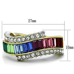 Jewellery Kingdom Ladies Emerald Cut Multi Colour Statement Cocktail Ring (Gold) - Rings - British D'sire