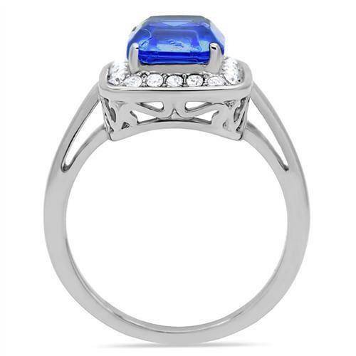 Jewellery Kingdom Ladies Emerald Sapphire Simulated Diamonds Stainless Steel Ring - Jewelry Rings - British D'sire