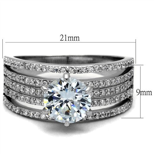 Jewellery Kingdom Ladies Engagement Cubic Zirconia 2 Carat Sterling Silver 9m Wide Pave Ring (Silver) - Jewelry Rings - British D'sire