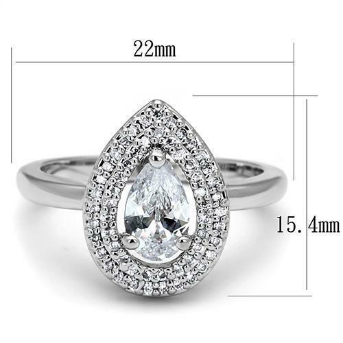 Jewellery Kingdom Ladies Engagement Ring 3 Carat Handmade Pear Rhodium Ring (Silver) - Jewelry Rings - British D'sire