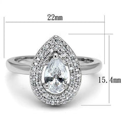 Jewellery Kingdom Ladies Engagement Ring 3 Carat Handmade Pear Rhodium Ring (Silver) - Jewelry Rings - British D'sire