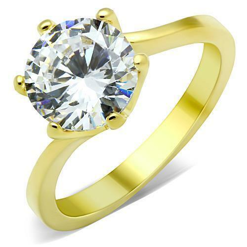 Jewellery Kingdom Ladies Engagement Twist Solitaire Ring (Gold) - Jewelry Rings - British D'sire