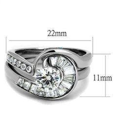 Jewellery Kingdom Ladies Engagement Wedding Band Set Cz 2pcs Stainless Steel Ring (Silver) - Jewelry Rings - British D'sire