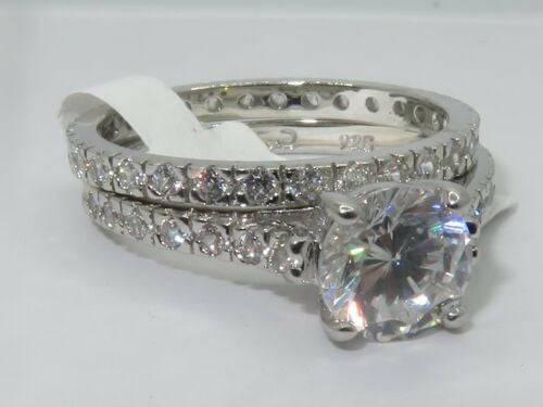 Jewellery Kingdom Ladies Engagement Wedding Band Sterling Silver Cz 2 Carat Ring (Silver) - Jewelry Rings - British D'sire