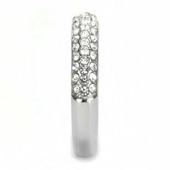 Jewellery Kingdom Ladies Eternity Band Cubic Zirconia Stainless Steel Stacking Silver Ring - Jewelry Rings - British D'sire