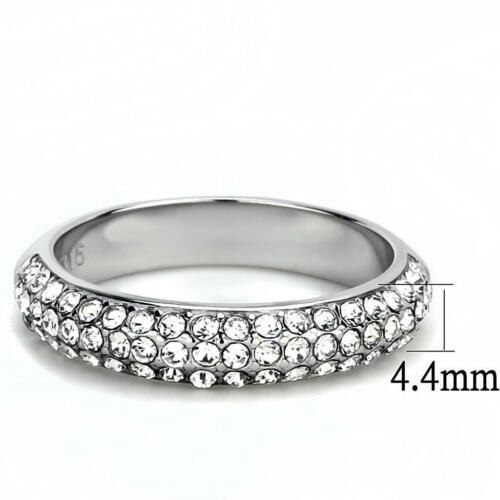 Jewellery Kingdom Ladies Eternity Band Cubic Zirconia Stainless Steel Stacking Silver Ring - Jewelry Rings - British D'sire