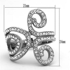 Jewellery Kingdom Ladies Flat Swirl Cubic Zirconia Stainless Steel Pave Ring (Silver) - Jewelry Rings - British D'sire