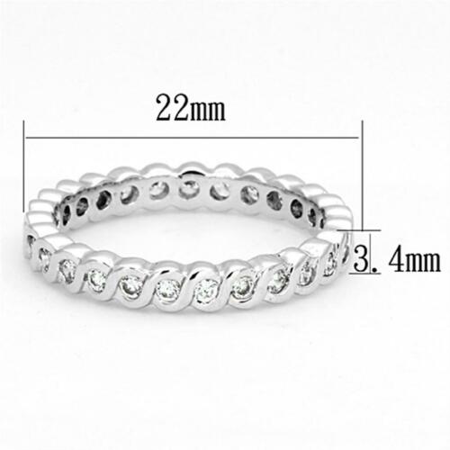 Jewellery Kingdom Ladies Full Eternity Band S Bar 3mm Simulated Diamonds Ring (Silver) - Rings - British D'sire