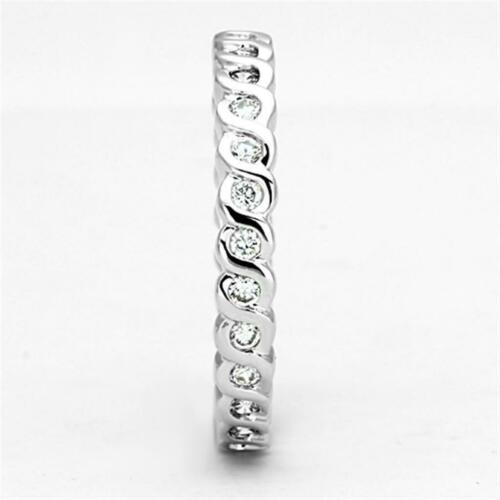 Jewellery Kingdom Ladies Full Eternity Band S Bar 3mm Simulated Diamonds Ring (Silver) - Rings - British D'sire