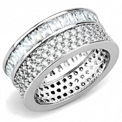 Jewellery Kingdom Ladies Full Eternity Emerald Cuts Band Baguettes Simulated Diamonds Ring Silver - Rings - British D'sire