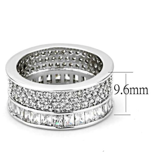 Jewellery Kingdom Ladies Full Eternity Emerald Cuts Band Baguettes Simulated Diamonds Ring Silver - Rings - British D'sire