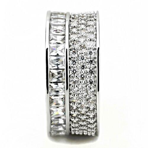 Jewellery Kingdom Ladies Full Eternity Emerald Cuts Band Baguettes Simulated Diamonds Ring Silver - Rings - British D'sire