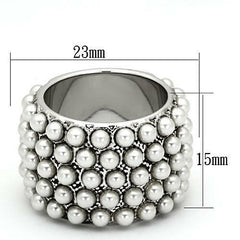 Jewellery Kingdom Ladies Full Eternity Wide Pearl Cocktail Band 15mm Ring (Silver) - Rings - British D'sire